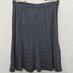 Talbots Skirt 10 Navy‎ Blue Polka Dots Knee Flared A Line Slinky Stretch